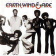 Album cover of Earth, Wind & Fire with band members in a dynamic pose against a white background.