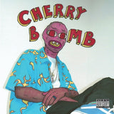 Album cover with a stylized character and 'Cherry Bomb' text on a white background