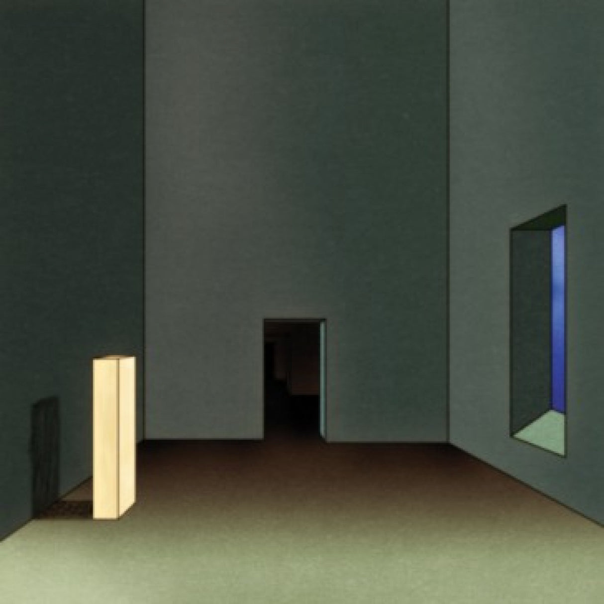 Modern interior with a light fixture and a window.