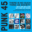 Album cover for 'Punk 45' with text and album covers of various artists on a blue background.