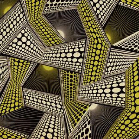 Geometric pattern with black, white, and yellow colors