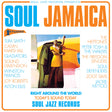 Album cover for 'Soul Jamaica' featuring a woman in a yellow dress boarding an airplane.