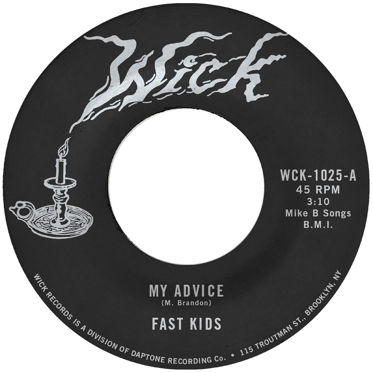 Vinyl record label with 'Wick' branding and text