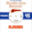 Album cover for Studio One Records Reggae Classics featuring a vinyl record design.