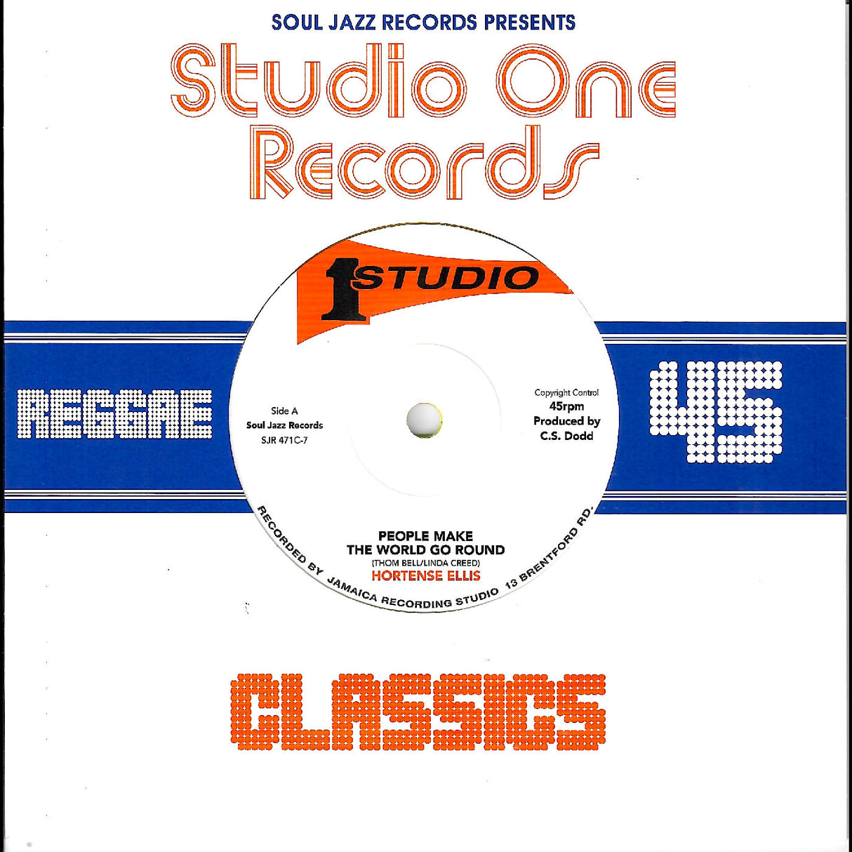 Album cover for Studio One Records Reggae Classics featuring a vinyl record design.