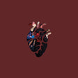 Heart-shaped collage of people on a brown background
