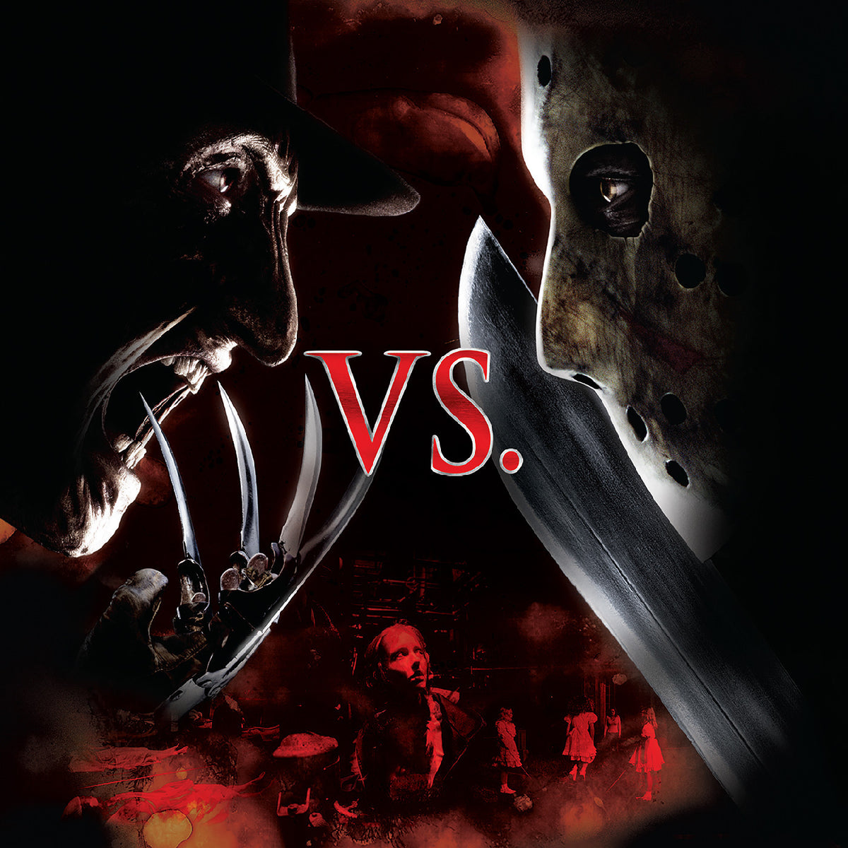Two masks facing each other with 'VS.' in the center on a dark background.