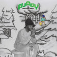 Album cover art for 'PUBBY' by The Koreatown Oddity, featuring a black and white illustration of a man in a bucket hat sitting on a stool, with a small colorful figure in a blue hat in the background near the album title.