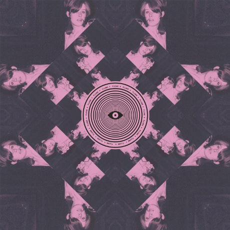 Album cover with a central circular design and repeated portrait pattern.