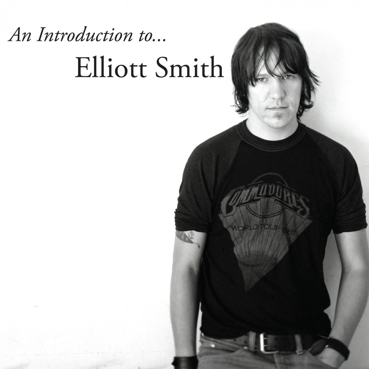 A black and white photo of Elliott Smith with text 'An Introduction to... Elliott Smith' on the top.