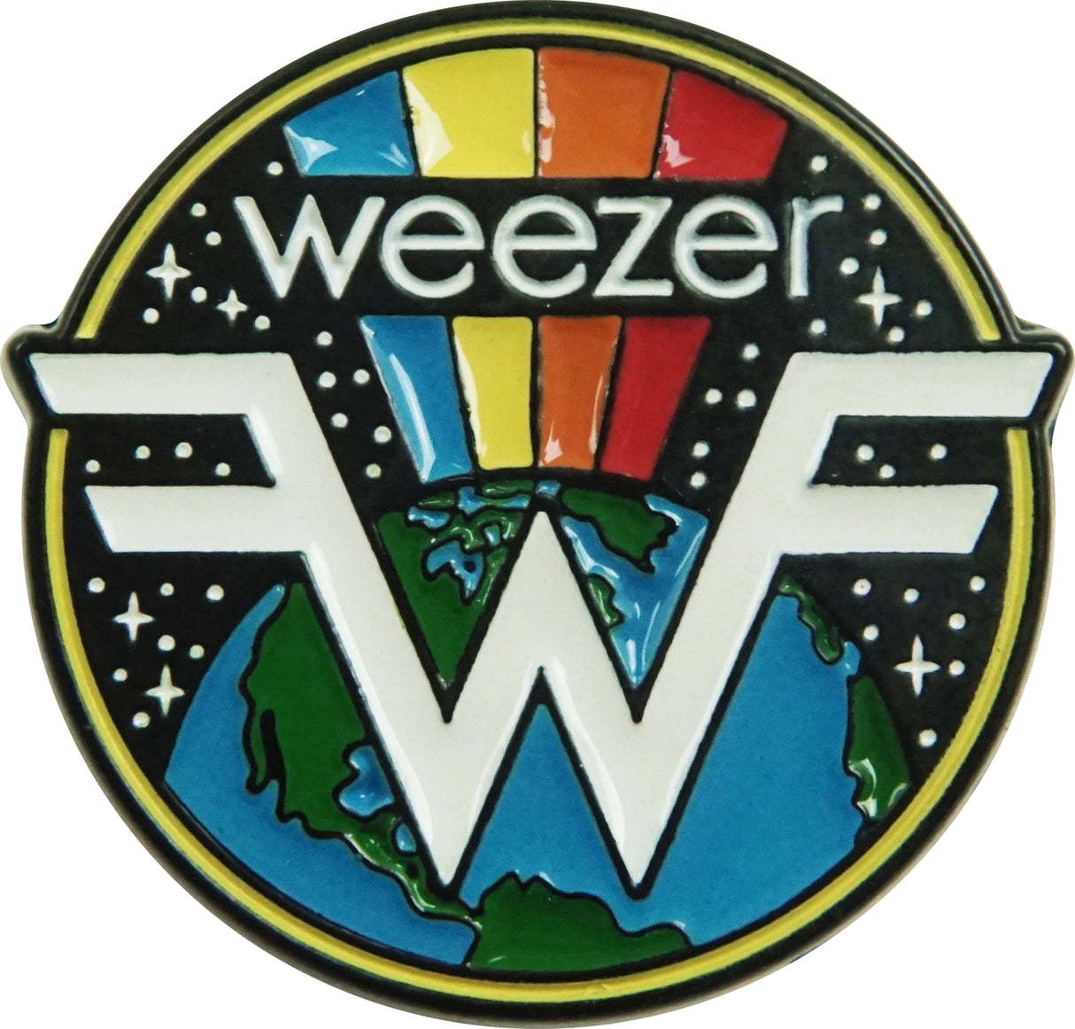 Weezer logo with colorful design on a black background