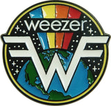 Weezer logo with colorful design on a black background