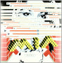 Album cover art featuring a stylized face with geometric shapes and text, predominantly in black, white, red, and yellow.