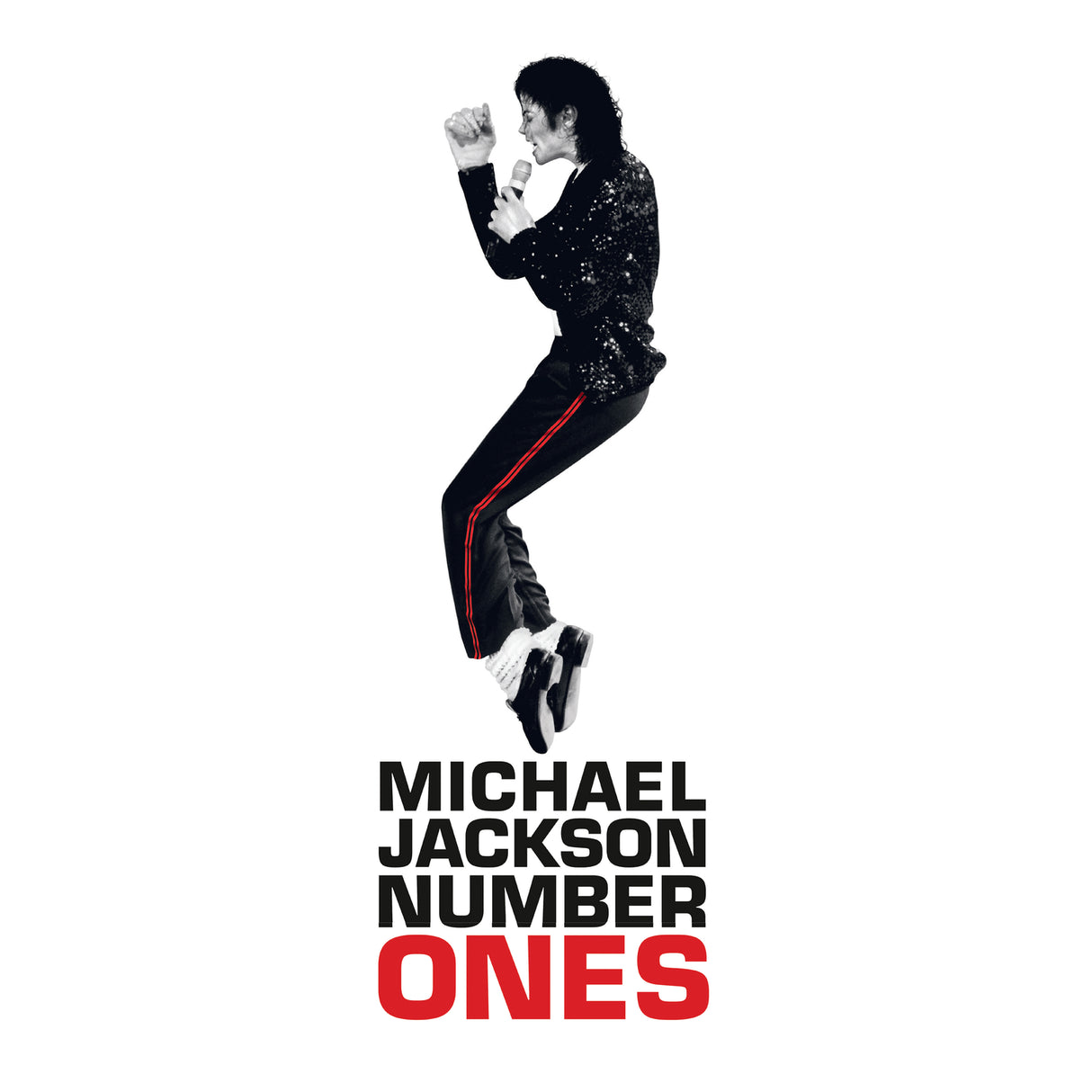 Album cover for 'Michael Jackson Number Ones' featuring a dancer in a black sequined outfit.