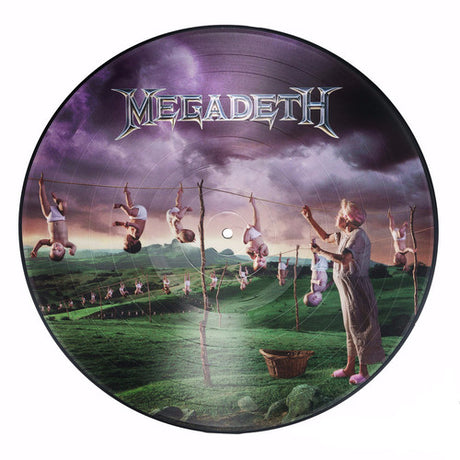 Picture disc vinyl with Megadeth logo and artistic design of people hanging on a clothesline.