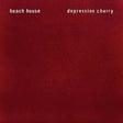 The image displays the cover of Beach House's album 'Depression Cherry'. The album cover is a plain, solid red background with the band's name 'beach house' written in a simple white font at the top and the album title 'depression cherry' in a larger white font centered at the bottom.