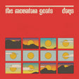 Album cover for 'days' by The Mountain Goats with sun and mountain graphics on a red background.