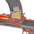 Cross-sectional diagram of a gun with ammunition