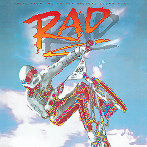 Album cover for 'RAD' with a colorful character against a blue sky.