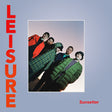 Album cover for 'Sunsetter' by Leisure with a group of people in winter clothing against a light blue background.