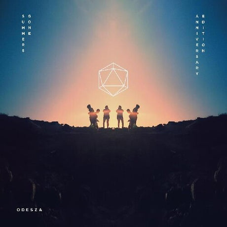 Cover art for Odesza's Summers Gone LP featuring silhouettes of band members against a sunset.