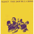 Album cover for 'The Double Cross' by Sloan, featuring a bright yellow background with black text at the top and a stylized black-and-yellow sketch of four people in the lower half.