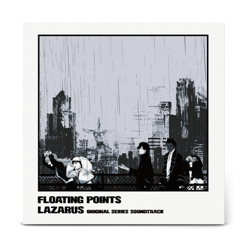 Album cover for 'Lazarus' by Floating Points with a cityscape and people in black and white.
