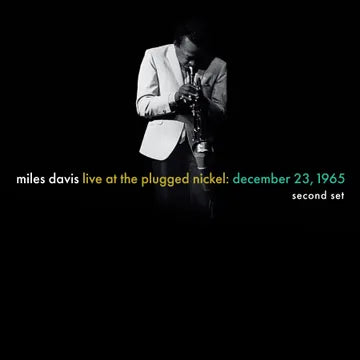 Album cover with Miles Davis playing saxophone, text indicating a live performance at the Plugged Nickel on December 23, 1965.