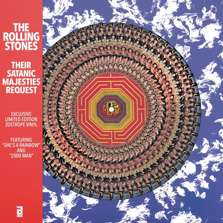 Album cover for 'Their Satanic Majesties Request' by The Rolling Stones with a zootrope design.