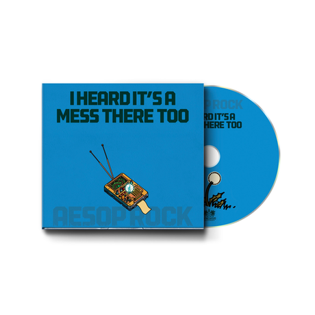 CD cover with blue sleeve and white disc featuring text and a small illustration on a white background
