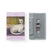 Cassette tape with a cat illustration on the cover and a white background