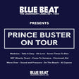 Promotional graphic for Prince Buster on tour featuring Blue Beat label branding.