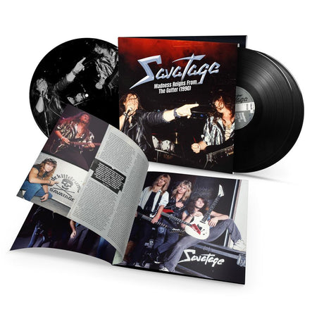 Vinyl record set with 'Savatage' album cover and inner sleeve on a white background