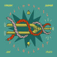 Album cover with stylized snake and text on a teal background
