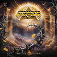 Album cover for 'Throne of Thorns' by Stryper with thorns, flowers, and a dramatic sky.