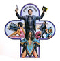 Album cover art featuring a collage of various characters and scenes, predominantly in vibrant colors, with a stylized graphic of a man holding a gun at the top.