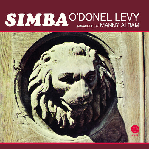 Album cover with stone lion head sculpture and text about Simba O'Donel Levy and Manny Albam