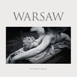 Black and white photograph of a woman lying on a bed with 'WARSAW' at the top