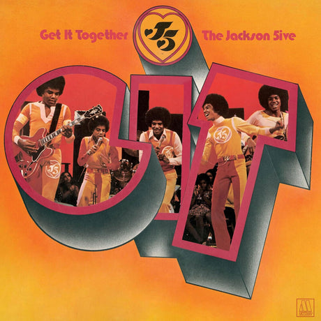 Album cover of 'Get It Together' by The Jackson 5 with band members and text on an orange background.