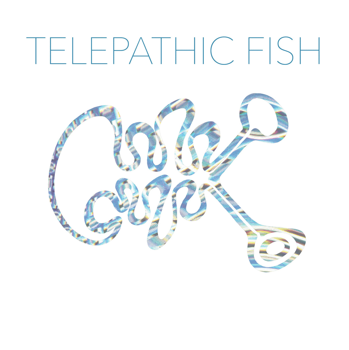 Album cover with 'Telepathic Fish' text and stylized fish design on a white background