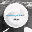 A vinyl record label with the text 'SUMMERTEETH WILCO' in blue font, against an image of a mouth-like opening with a blurred background.