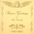 Season's Greetings card with angel illustrations and decorative elements on a beige background