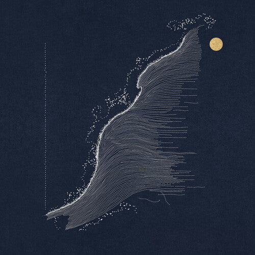 Map of New York City with a moon in the top right corner on a dark blue background