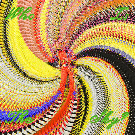 Colorful album cover with swirling patterns and text