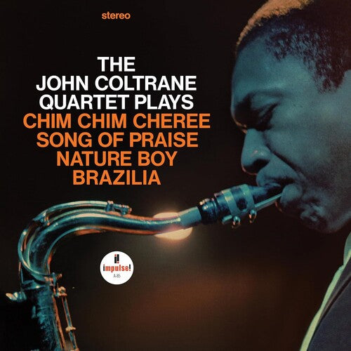 Album cover of 'The John Coltrane Quartet Plays' with a saxophonist playing.