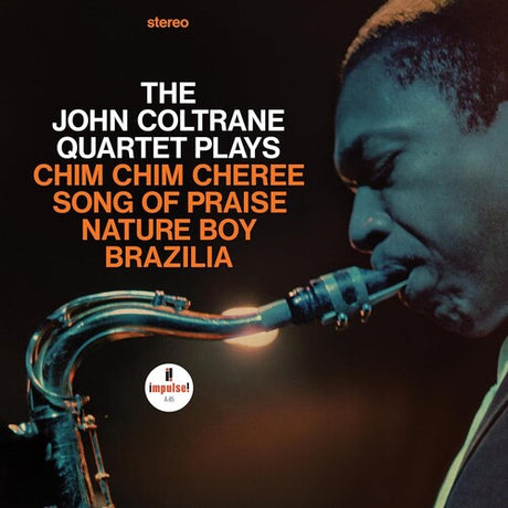 Album cover of 'The John Coltrane Quartet Plays' with a saxophonist playing.