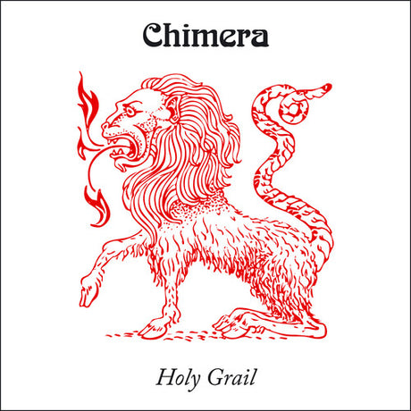Red illustration of a chimera with 'Chimera' and 'Holy Grail' text on a white background
