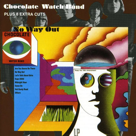 Colorful album cover for 'No Way Out' by Chocolate Watch Band with abstract designs and text.