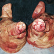 Close-up of two pig feet with visible skin texture and color.