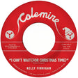 Red vinyl record label with 'Colemine' branding and text about a Christmas song by Kelly Finnigan.